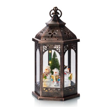 Markslöjd 704973 - LED-joulukoriste ROLF LED/3xAA ruskea lyhty