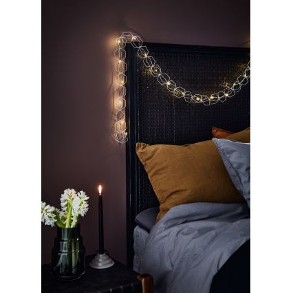 Markslöjd 705753 - LED koristevalosarja SERVE LED/3xAA 1,9m hopea