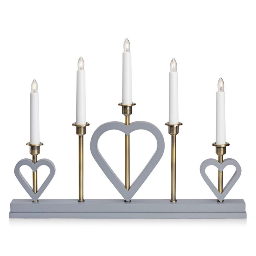 Markslöjd 705831 - Joulukynttilänjalka MELISSA 5xE10/3W/230V harmaa