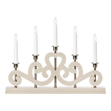 Markslöjd 706453 - Joulukynttelikkö ENEBY 5xE10/3W/230V beige/messinki