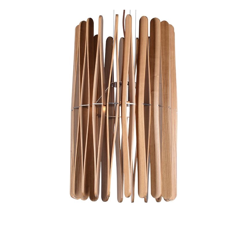 Massiivipuinen riippuvalaisin johdolla 1xE27/60W/230V, halkaisija 38 cm, saarni/kumipuu