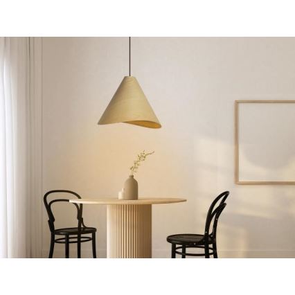 Massiivipuinen riippuvalaisin narulla 1xE27/60W/230V Ø 45 cm tammi/kumipuu