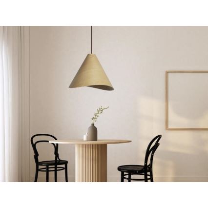 Massiivipuinen riippuvalaisin narulla 1xE27/60W/230V Ø 45 cm tammi/kumipuu