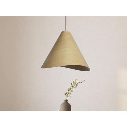 Massiivipuinen riippuvalaisin narulla 1xE27/60W/230V Ø 45 cm tammi/kumipuu