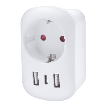 Matka-adapteri Yhdysvaltoihin 230V 2x USB-A + 1x USB-C