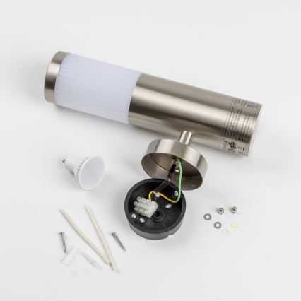 LED-ulkoseinävalaisin liiketunnistimella, 1xGU10/5W/230V, IP44, mattakromi