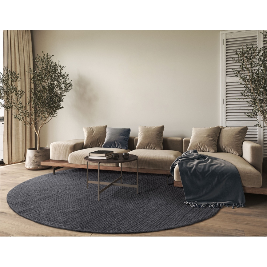 Matto FIR WOOL 160 cm 2600 g/m2 antrasiitti/luonnonväri