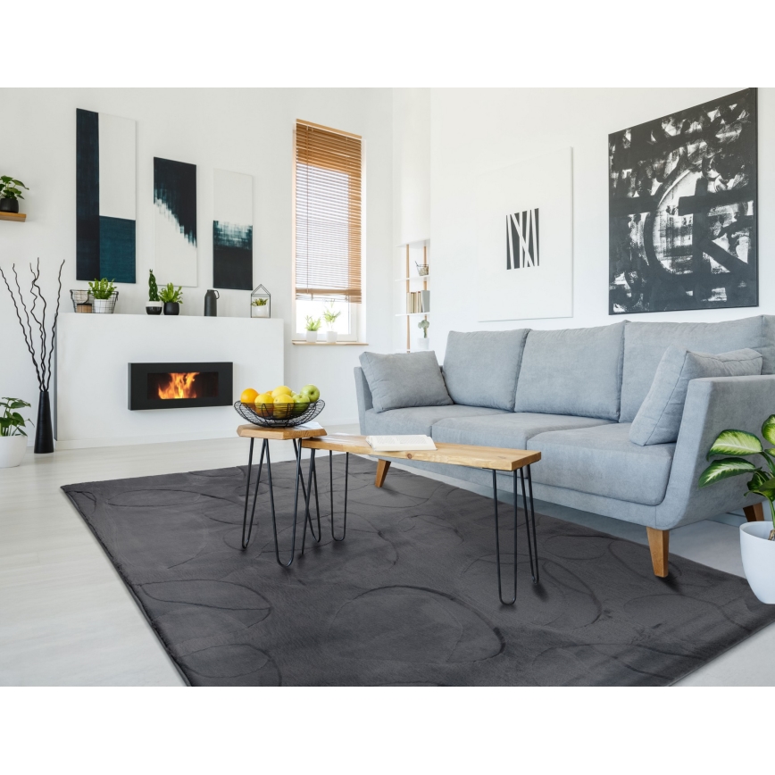Matto RABBIT 3D 80x150 cm antrasiitti