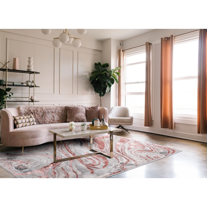 Matto STONE 160x220 cm vaaleanpunainen/harmaa