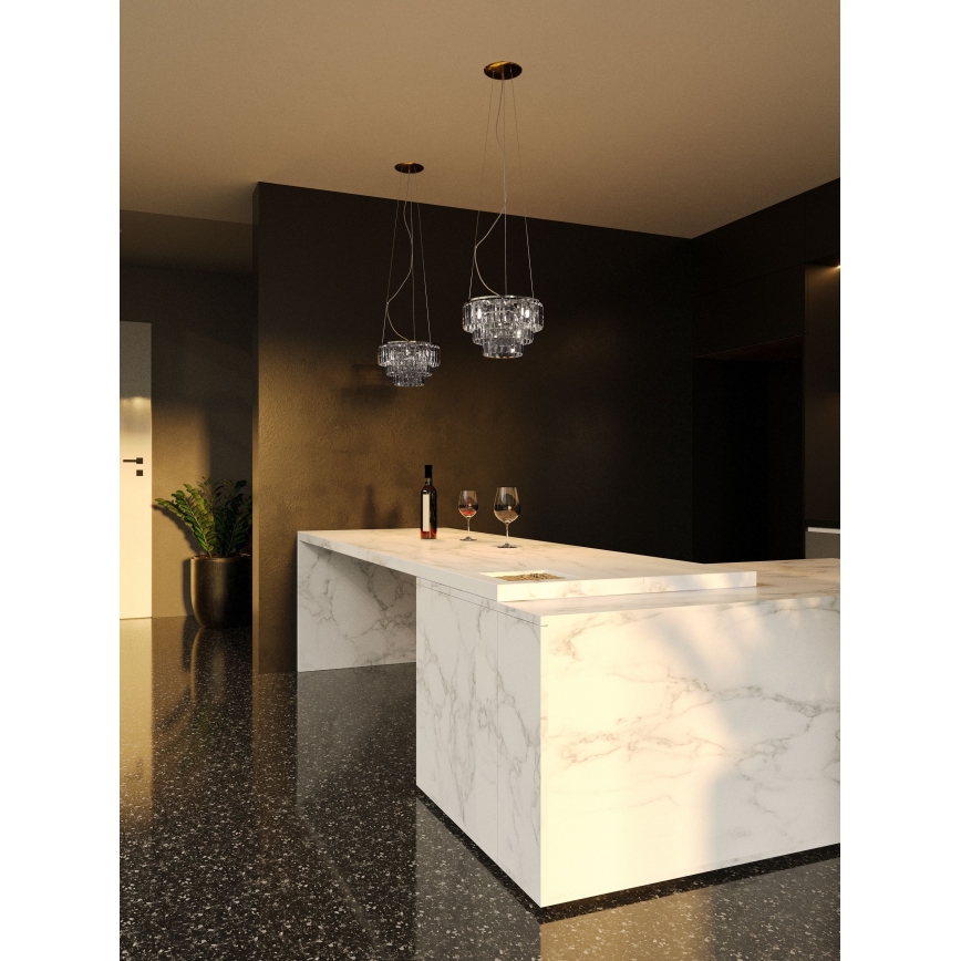 MAXLIGHT P0259 - Kattokruunu johdossa MONACO 9xG9/40W/230V halkaisija 42 cm kiiltävä kromi