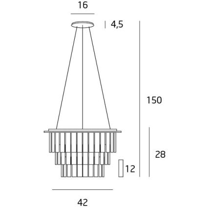 MAXLIGHT P0259 - Kattokruunu johdossa MONACO 9xG9/40W/230V halkaisija 42 cm kiiltävä kromi