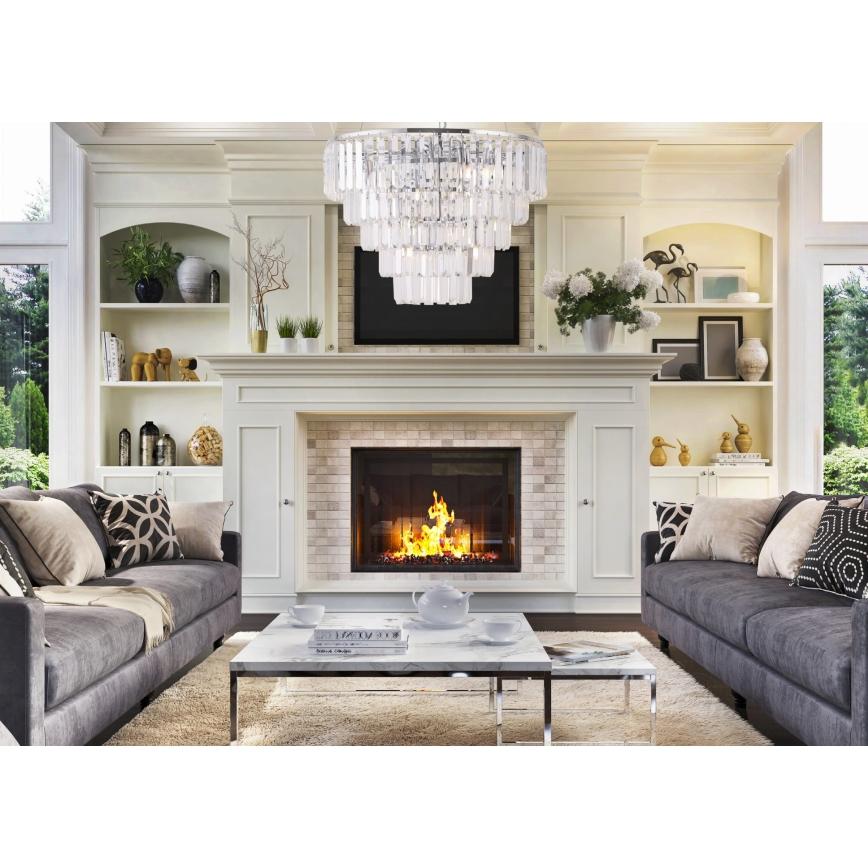 MAXLIGHT P0260 - Kattokruunu johdossa MONACO 15xG9/40W/230V halkaisija 60 cm kiiltävä kromi