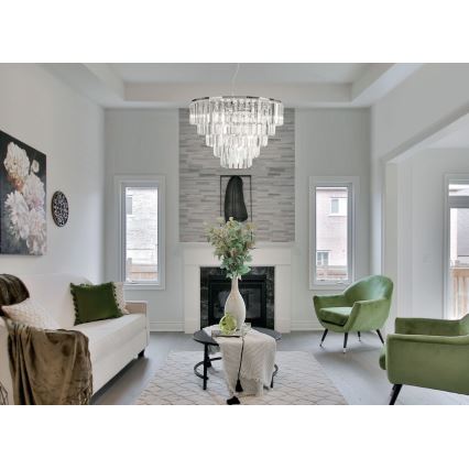 MAXLIGHT P0260 - Kattokruunu johdossa MONACO 15xG9/40W/230V halkaisija 60 cm kiiltävä kromi