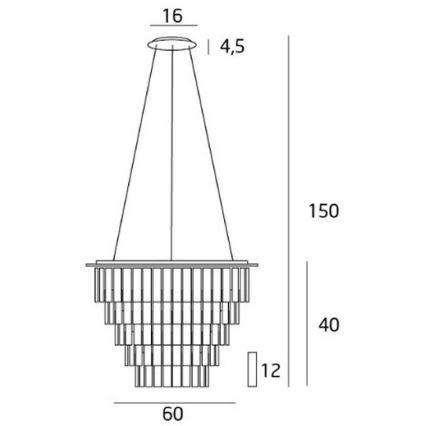 MAXLIGHT P0260 - Kattokruunu johdossa MONACO 15xG9/40W/230V halkaisija 60 cm kiiltävä kromi