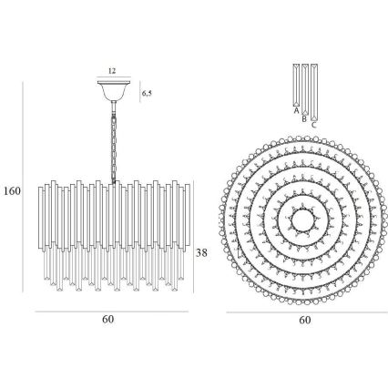 MAXLIGHT P0284 - Kattokruunu ketjussa VOGUE 12xE14/40W/230V halkaisija 60 cm kulta