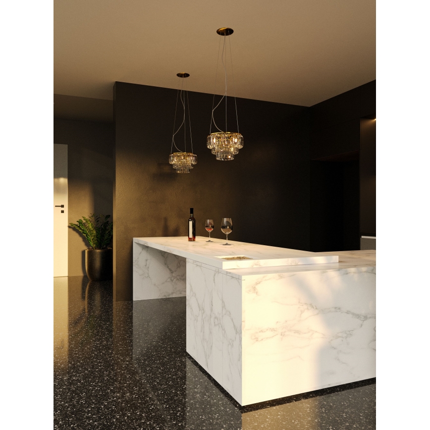 MAXLIGHT P0423 - Kattokruunu johdossa MONACO 9xG9/40W/230V halkaisija 42 cm kulta