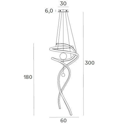 MAXLIGHT P0427D - Himmennettävä LED-kattokruunu johdossa RITZ LED/100W/230V halkaisija 60 cm CRI 90 kulta