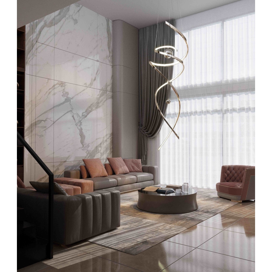 MAXLIGHT P0482D - Himmennettävä LED-kattokruunu johdossa RITZ LED/100W/230V halkaisija 60 cm CRI 90 kiiltävä kromi