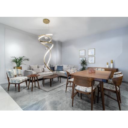 MAXLIGHT P0483D - Himmennettävä LED-kattokruunu johdossa RITZ LED/100W/230V halkaisija 60 cm CRI 90 messinki