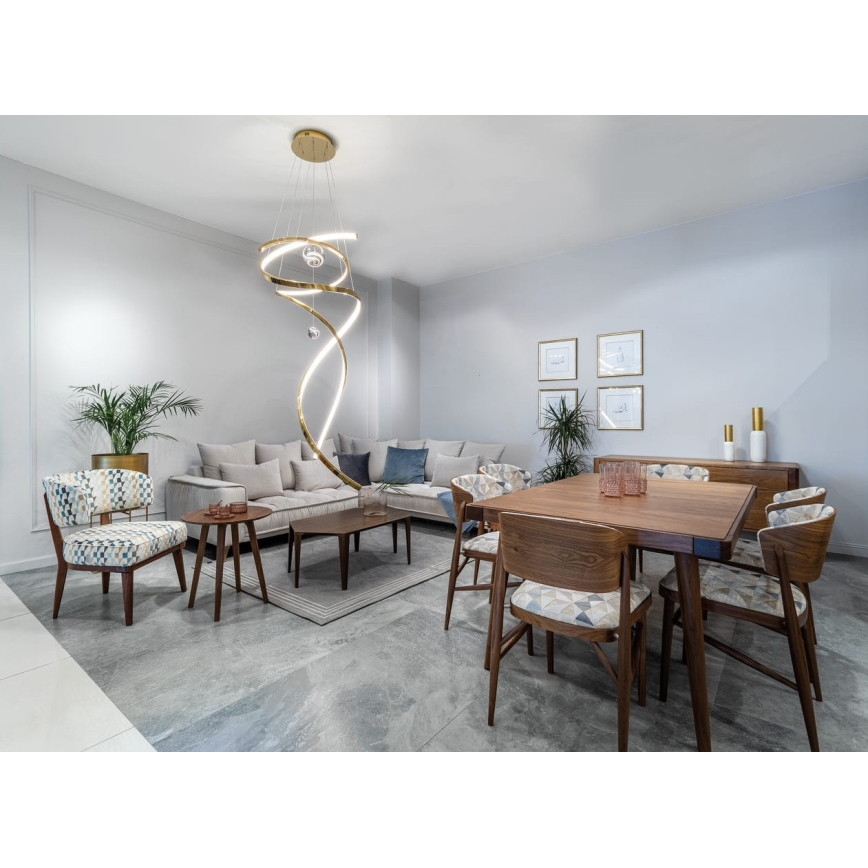 MAXLIGHT P0483D - Himmennettävä LED-kattokruunu johdossa RITZ LED/100W/230V halkaisija 60 cm CRI 90 messinki