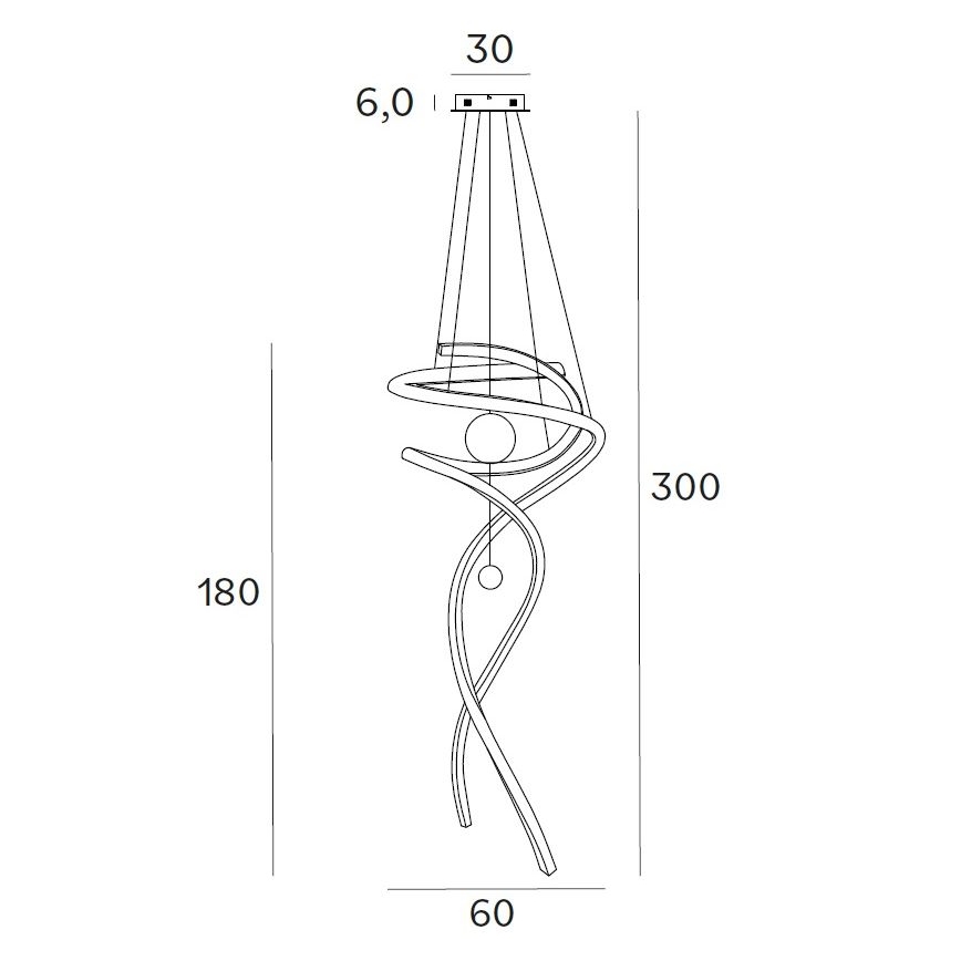 MAXLIGHT P0483D - Himmennettävä LED-kattokruunu johdossa RITZ LED/100W/230V halkaisija 60 cm CRI 90 messinki