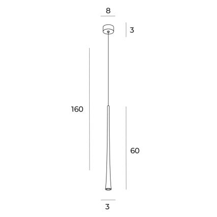 MAXLIGHT P0485 - LED-kattokruunu johdossa KAHVI LED/7W/230V halkaisija 3 cm kulta