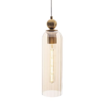 MAXLIGHT P0510 - Kattokruunu johdossa CAMPANILA 1xE27/40W/230V halkaisija 10 cm messinki/beige