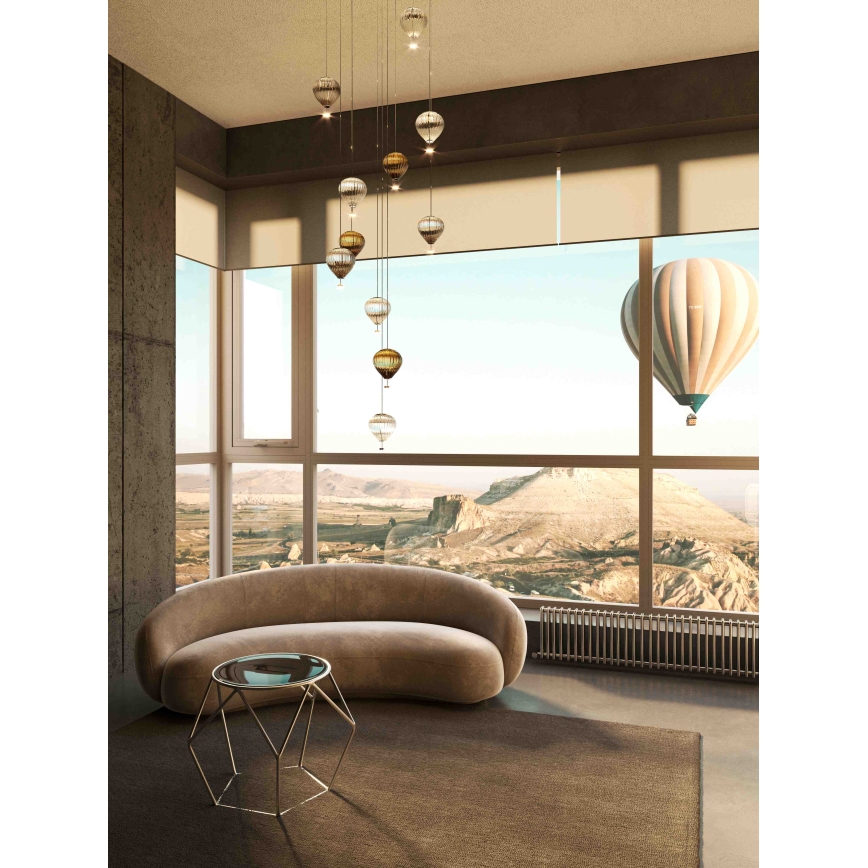 MAXLIGHT P0526D - Himmennettävä LED-kattokruunu johdossa PALLONCINI 11xLED/6W/230V halkaisija 45 cm läpinäkyvä/beige/savuinen