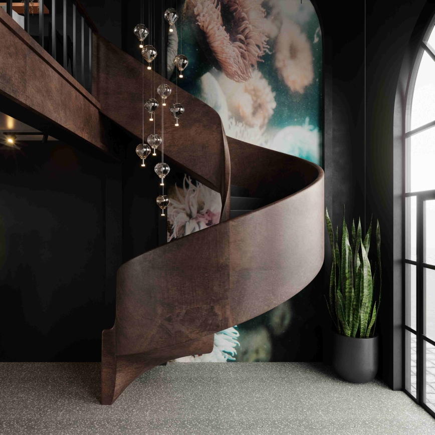 MAXLIGHT P0526D - Himmennettävä LED-kattokruunu johdossa PALLONCINI 11xLED/6W/230V halkaisija 45 cm läpinäkyvä/beige/savuinen