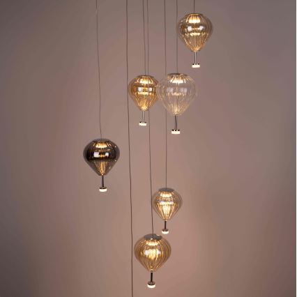 MAXLIGHT P0526D - Himmennettävä LED-kattokruunu johdossa PALLONCINI 11xLED/6W/230V halkaisija 45 cm läpinäkyvä/beige/savuinen