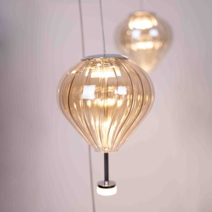 MAXLIGHT P0526D - Himmennettävä LED-kattokruunu johdossa PALLONCINI 11xLED/6W/230V halkaisija 45 cm läpinäkyvä/beige/savuinen