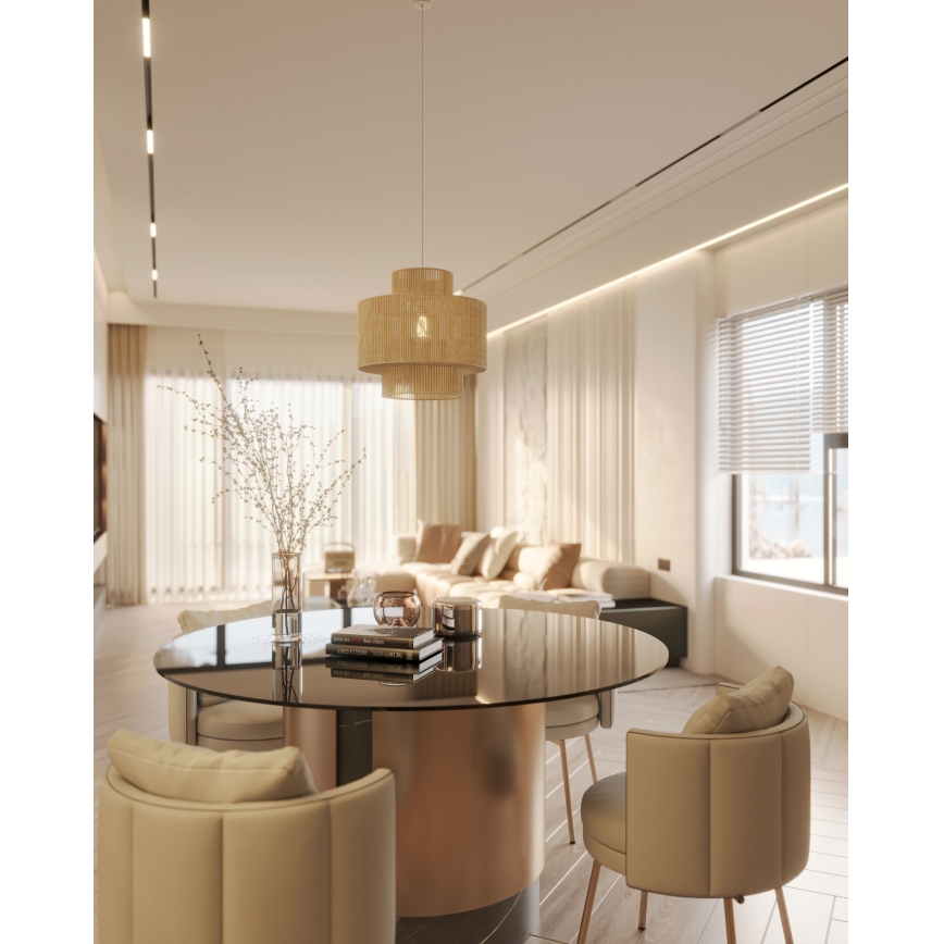 MAXLIGHT P0586 - Kattokruunu johdossa LABRIZ 1xE27/15W/230V halkaisija 35 cm beige