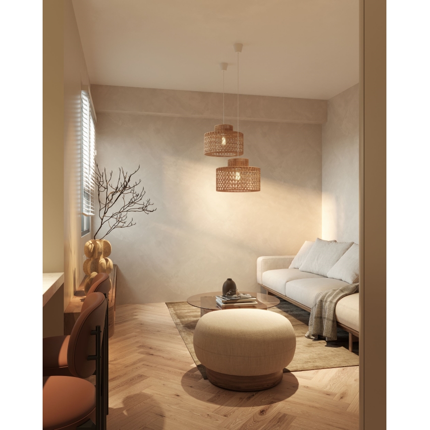 MAXLIGHT P0587 - Kattokruunu johdossa RAFFLE 1xE27/15W/230V halkaisija 40 cm ruskea