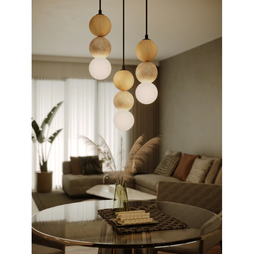 MAXLIGHT P0664 - Riippuvalaisin kaapelilla ALICE 1xG9/7W/230V, halkaisija 10 cm, musta/beige