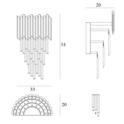 MAXLIGHT W0227 - Seinävalaisin VOGUE 4xG9/40W/230V kulta