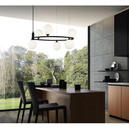 Maytoni MOD013PL-06B -  Kattokruunu johdossa RING 6xG9/25W/230V musta