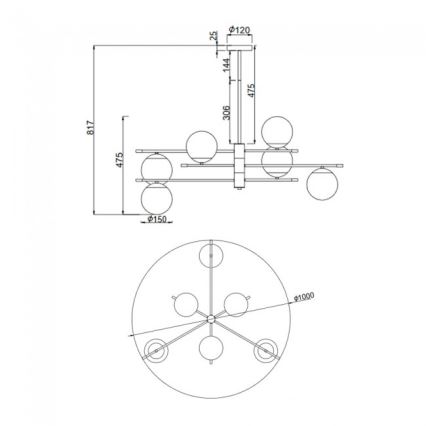 Maytoni MOD048PL-06G - Riippukattokruunu NOSTALGIA 6xE14/40W/230V
