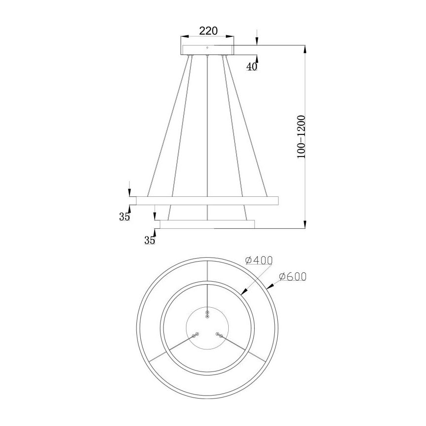 Maytoni MOD058PL-L55B3K - LED-kattokruunu johdossa RIM LED/61W/230V 3000K halkaisija 60 cm musta