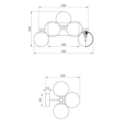 Maytoni MOD547WL-05B - Seinävalaisin DALLAS 5xG9/28W/230V musta