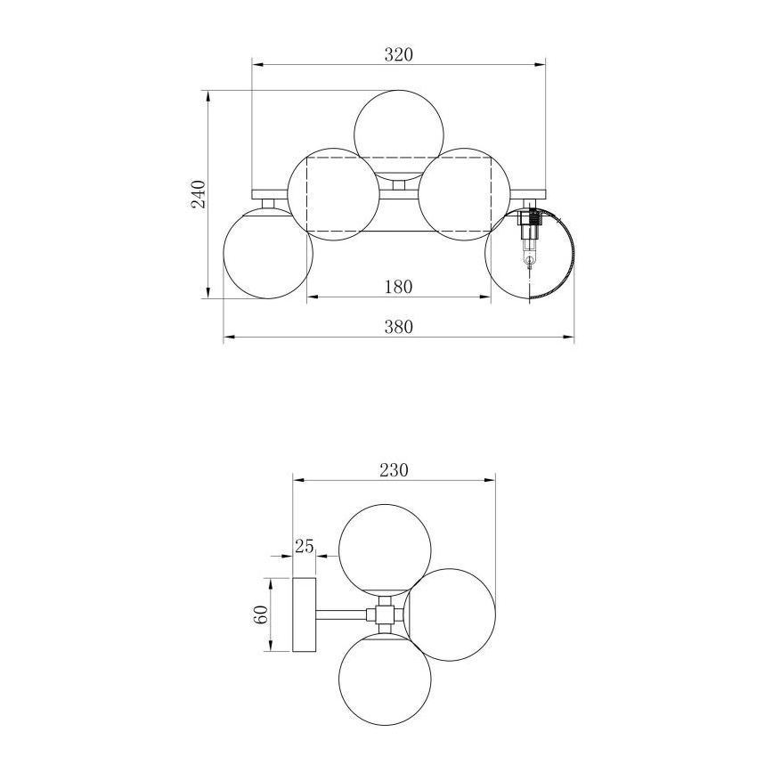 Maytoni MOD547WL-05B - Seinävalaisin DALLAS 5xG9/28W/230V musta