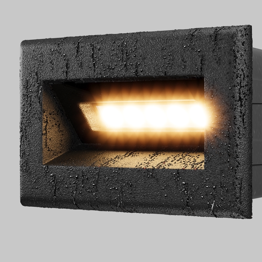 Maytoni O045SL-L3B3K - Upotettu LED-ulkovalo BOSCA LED/3W/230V 3000K IP65 musta