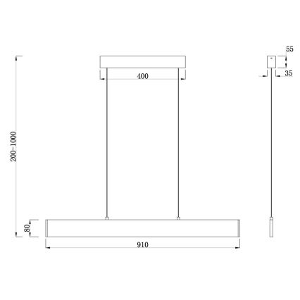 Maytoni P010PL-L23B4K - LED-kattokruunu johdossa STEP LED/23W/230V 4000K 91 cm musta
