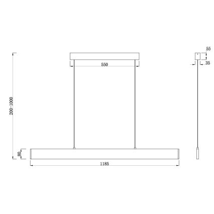Maytoni P010PL-L30B4K - LED-kattokruunu johdossa STEP LED/30W/230V 4000K 118,5 cm musta
