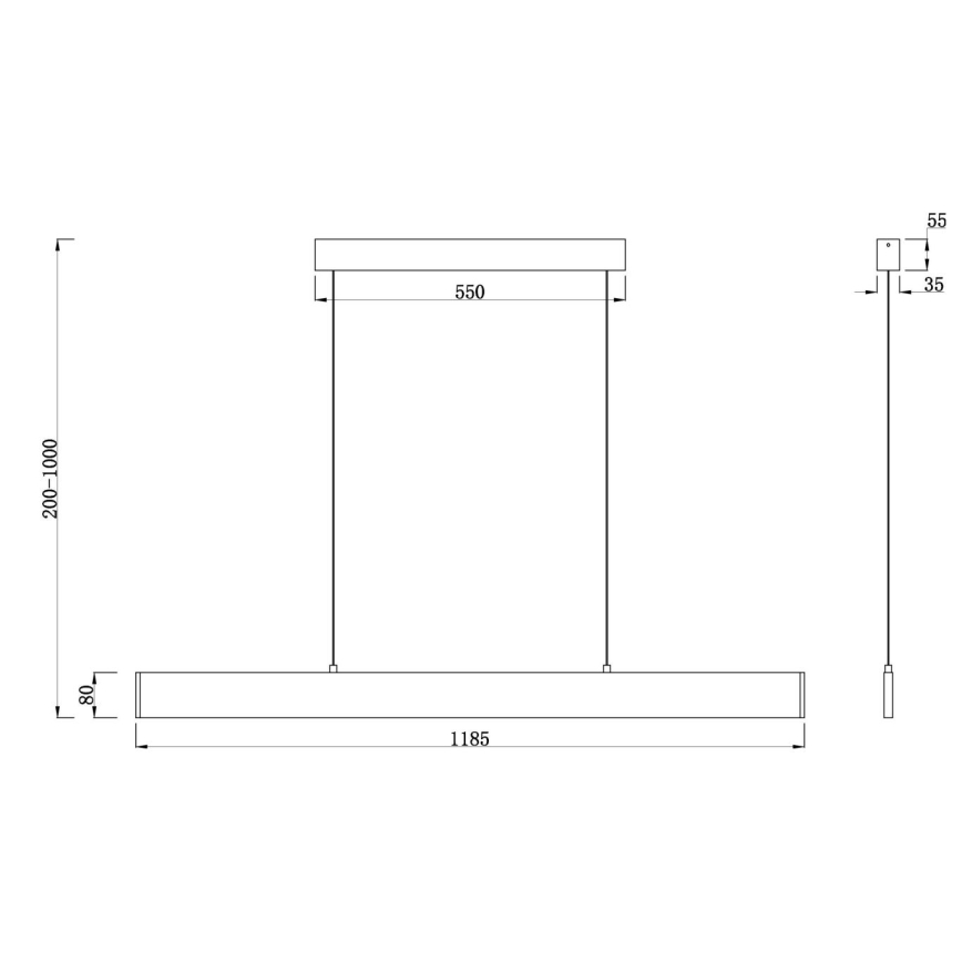 Maytoni P010PL-L30B4K - LED-kattokruunu johdossa STEP LED/30W/230V 4000K 118,5 cm musta