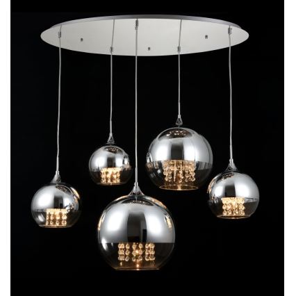 Maytoni P140-PL-170-5-N - Kattokruunu johdossa FERMI 5xE27/60W/230V kiiltävä kromi