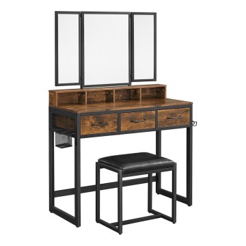 Meikkipöytä jakkaralla 28,6x42 cm FLORA ruskea/musta