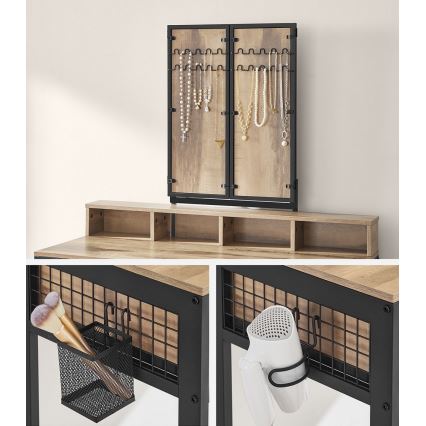 Meikkipöytä jakkaralla 28,6x42 cm FLORA ruskea/musta