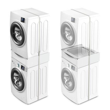 Meliconi 656112 - Jalusta pesukoneelle ja kuivausrummulle, ulosvedettävällä 28 l säilytystilalla, valkoinen