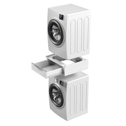 Meliconi 656112 - Jalusta pesukoneelle ja kuivausrummulle, ulosvedettävällä 28 l säilytystilalla, valkoinen