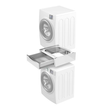 Meliconi 656112 - Jalusta pesukoneelle ja kuivausrummulle, ulosvedettävällä 28 l säilytystilalla, valkoinen